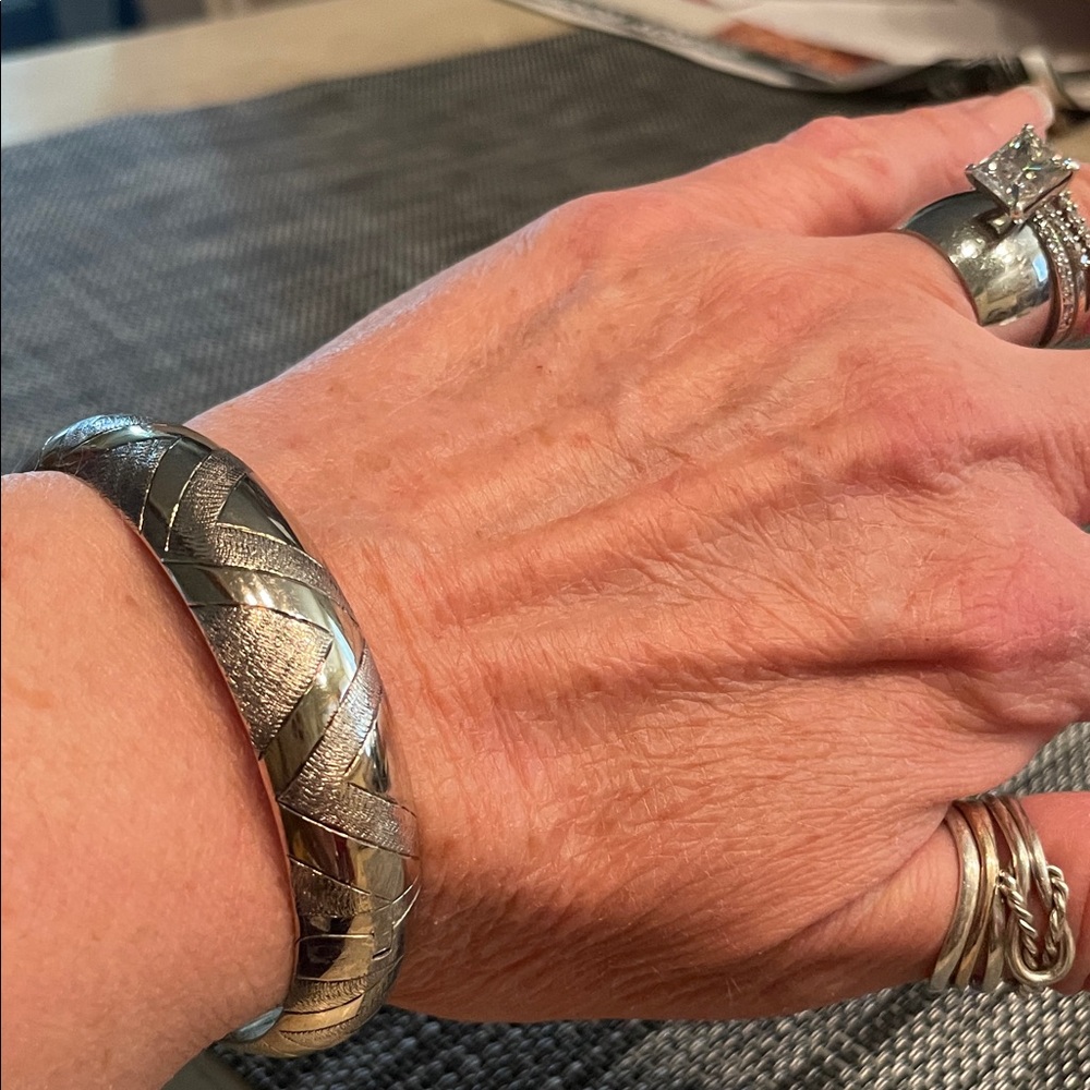 Vintage Sterling Silver Women's Chevron Bangle Bracelet